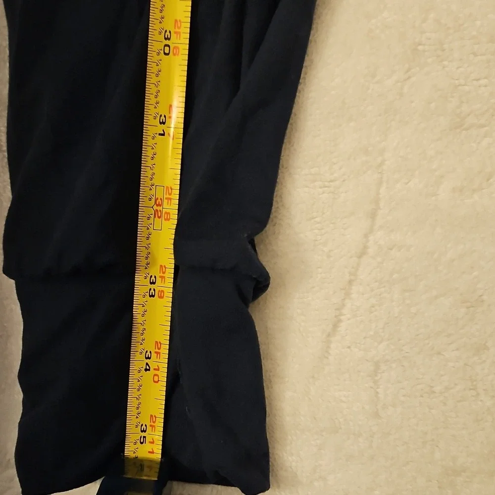 Women's Navy Jogger Pants S 92% Polyester Elastic Waist Drawstring 32in